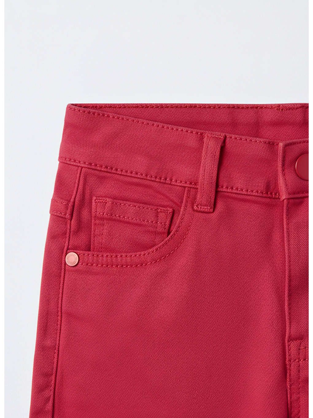 Çocuk Pamuklu Kırmızı Pantolon – Düz Kesim, Cepli-4