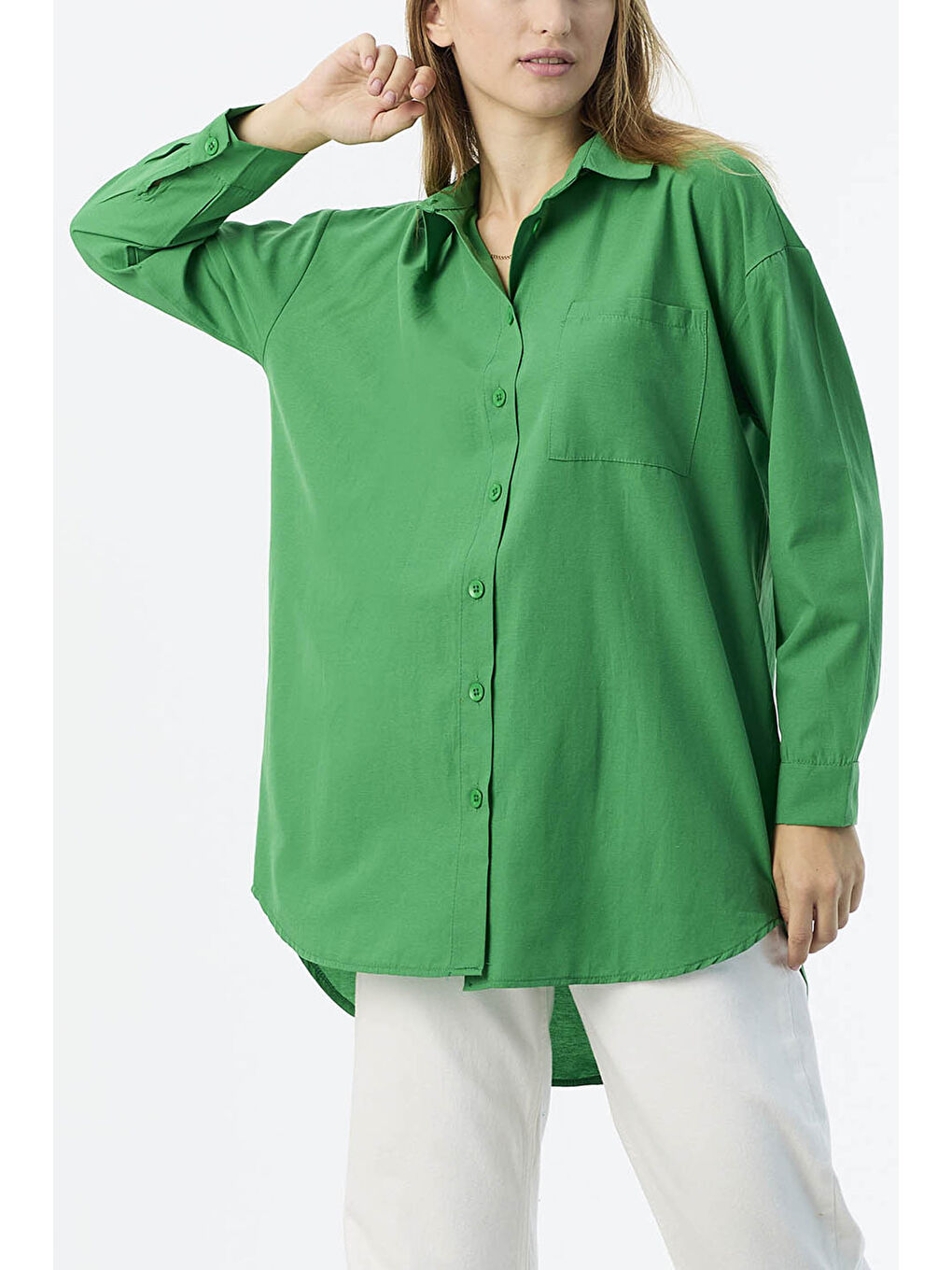 Yeşil Tek Cepli Gömlek Yesil - 27087-7