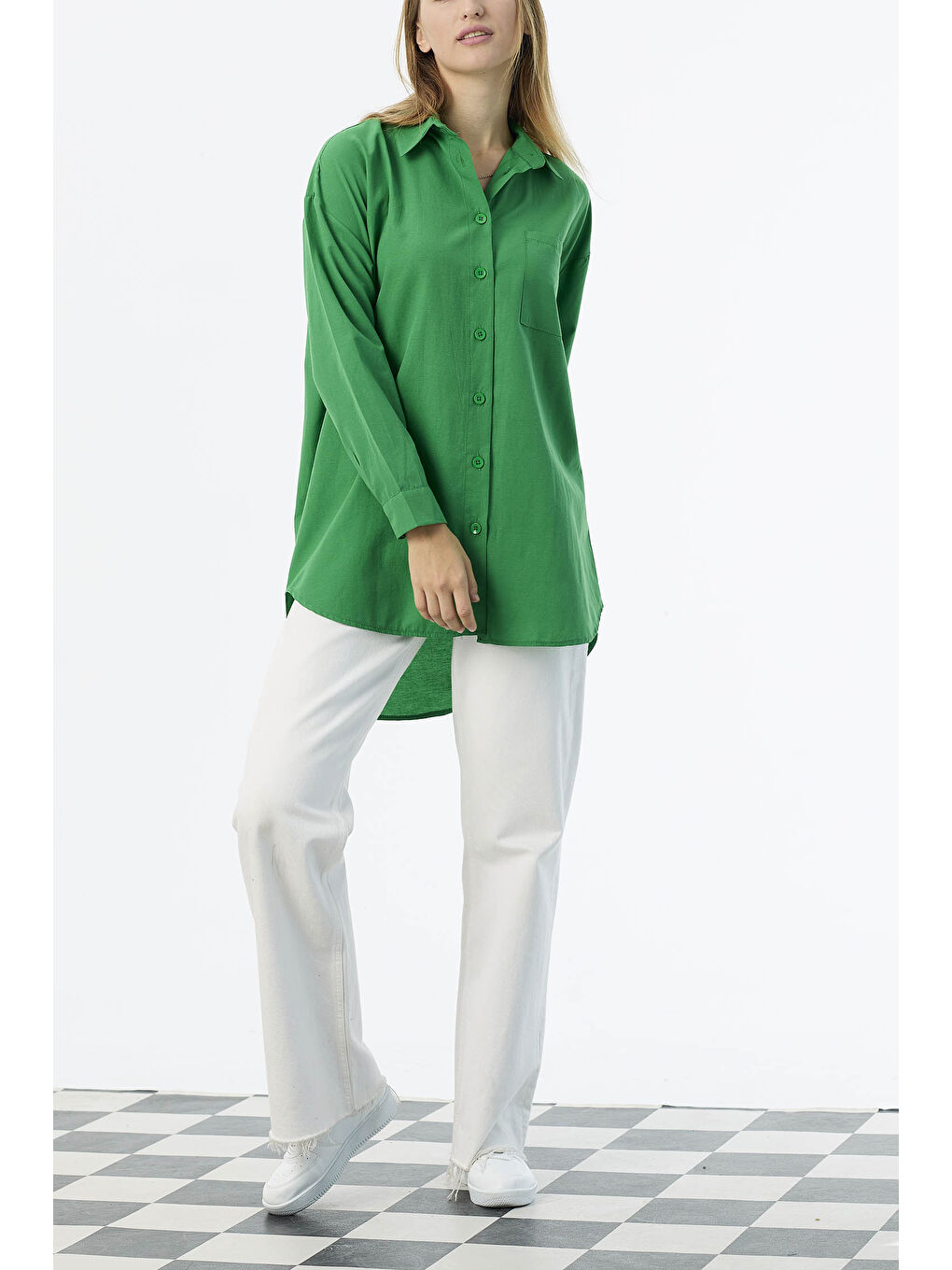 Yeşil Tek Cepli Gömlek Yesil - 27087-8