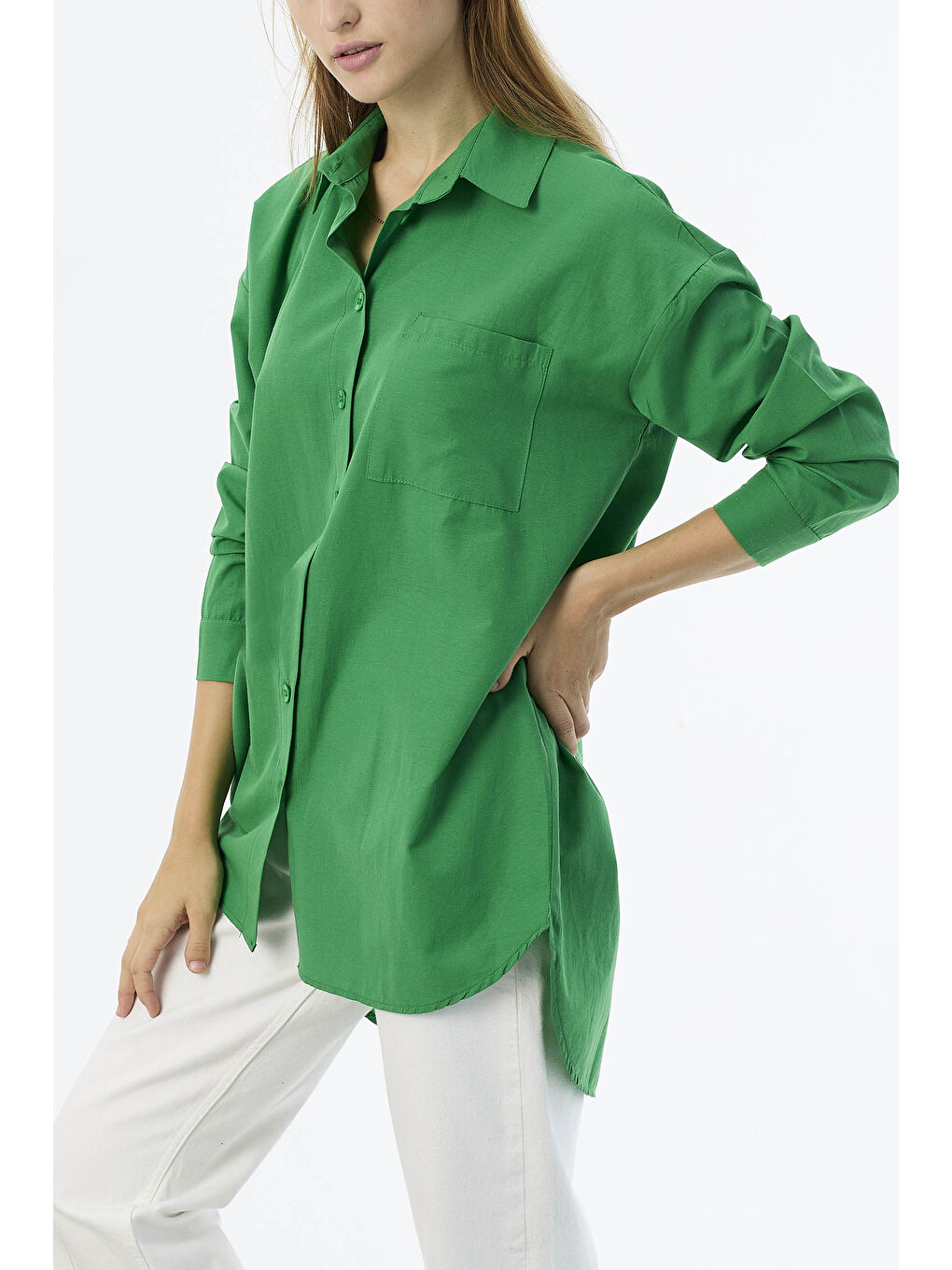 Yeşil Tek Cepli Gömlek Yesil - 27087-9