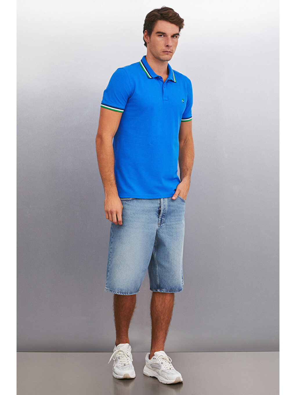 Mavi Xander Erkek Saks Polo Yaka T-shirt-1