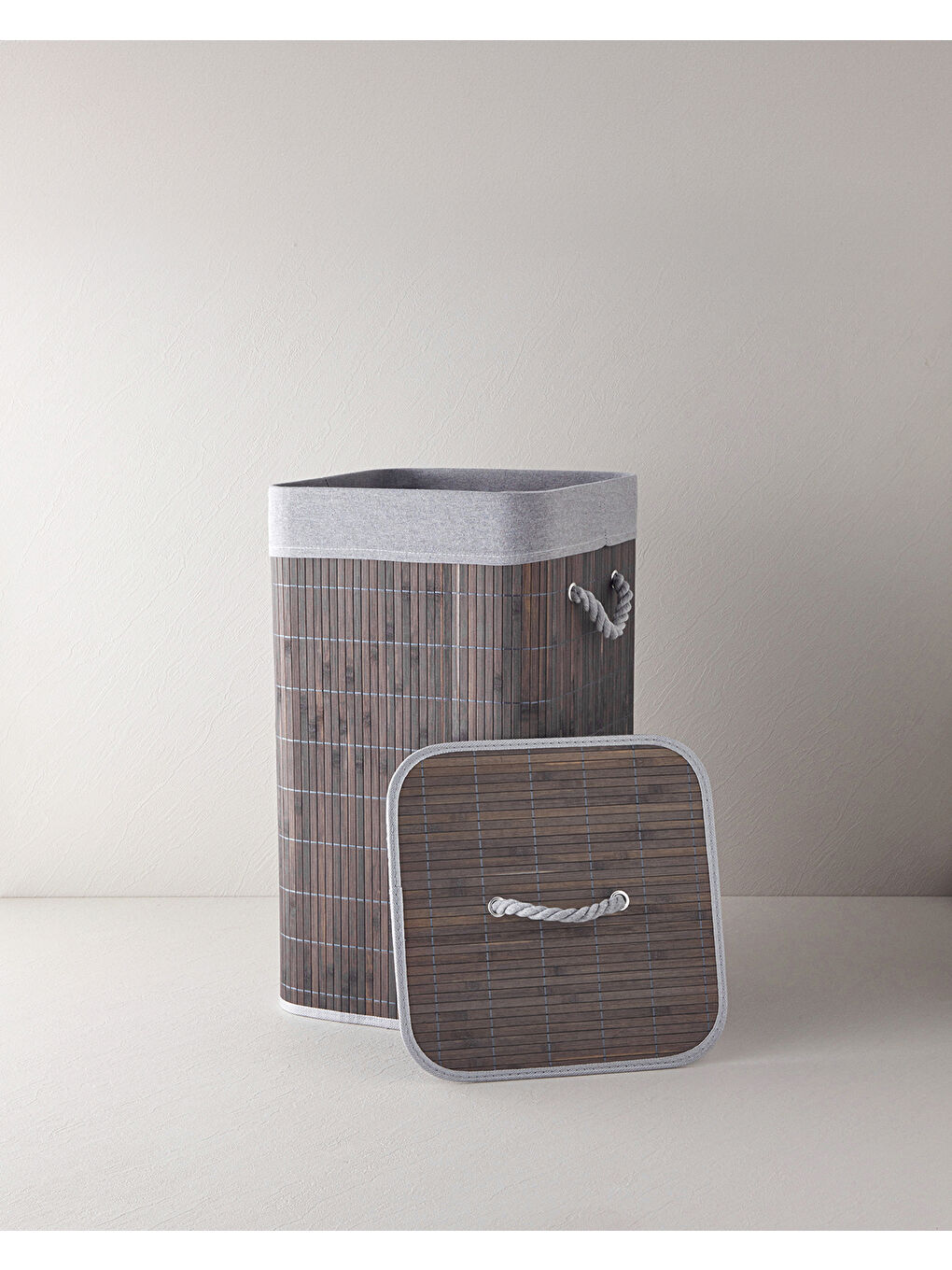 Selina Bambu Çamaşır Sepeti 35x35x60 cm Antrasit-2