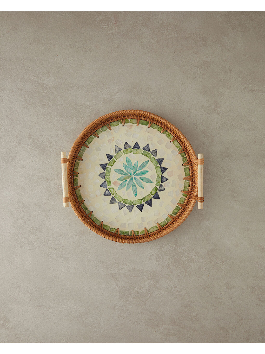 Adelaide Sedefli Rattan Tepsi Kahverengi-1