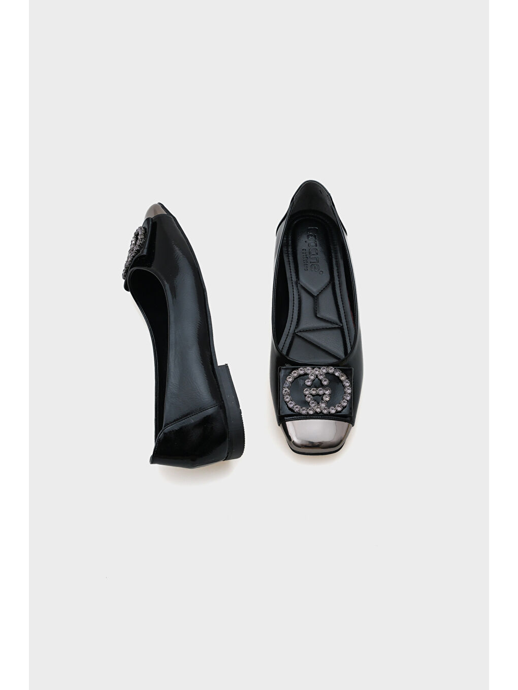 Bej Adel Küt Burunlu Taşlı Tokalı Kadın Babet-3