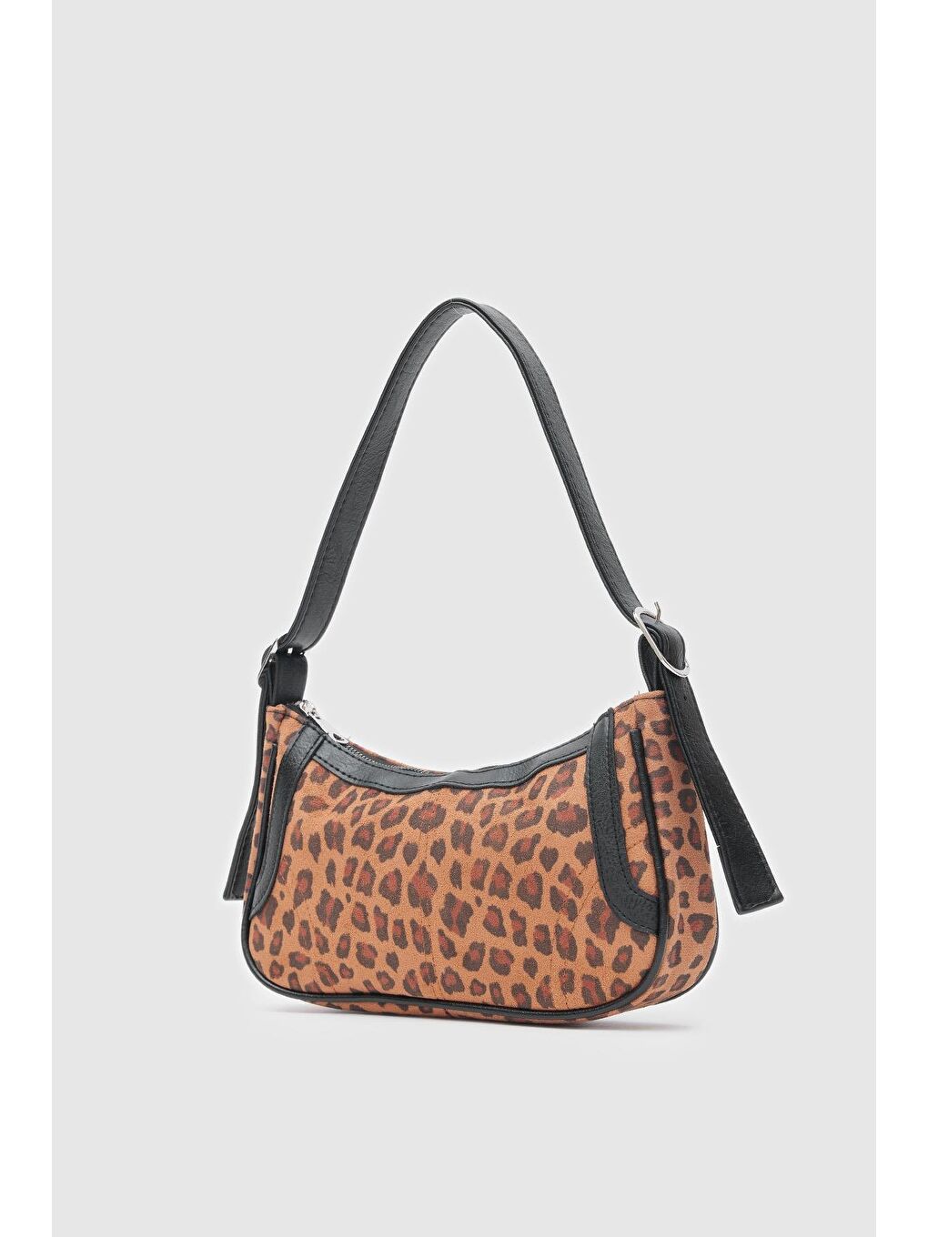 Renksiz Fizy Baget Çanta  Leopar Desen-1