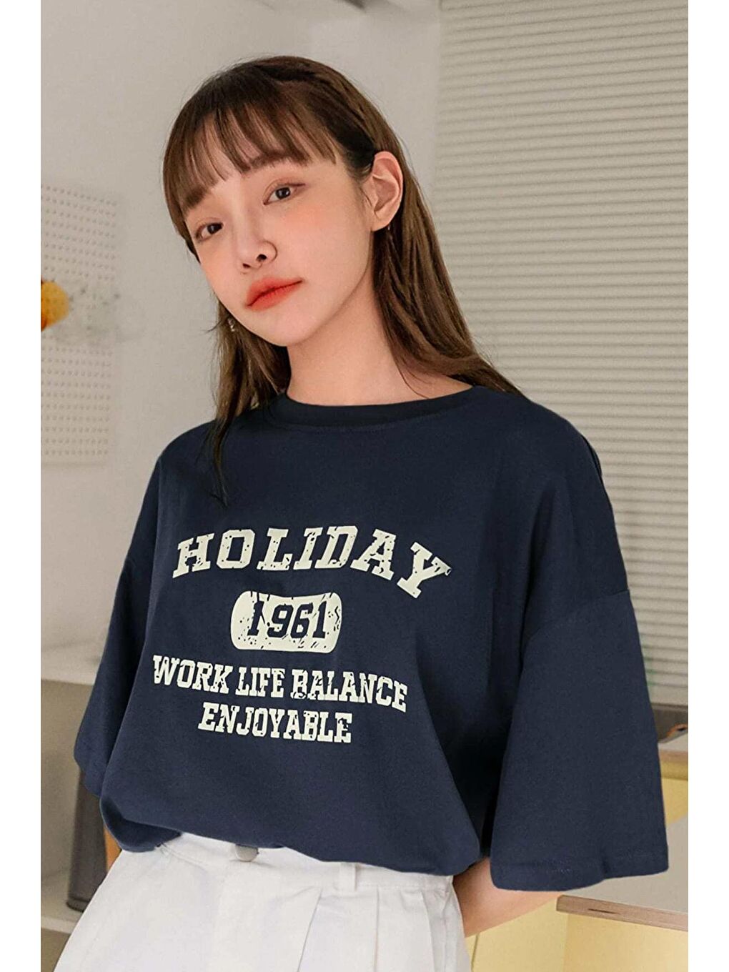 uyguntarz Lacivert Unisex Holiday Baskılı Tasarım Tshirt