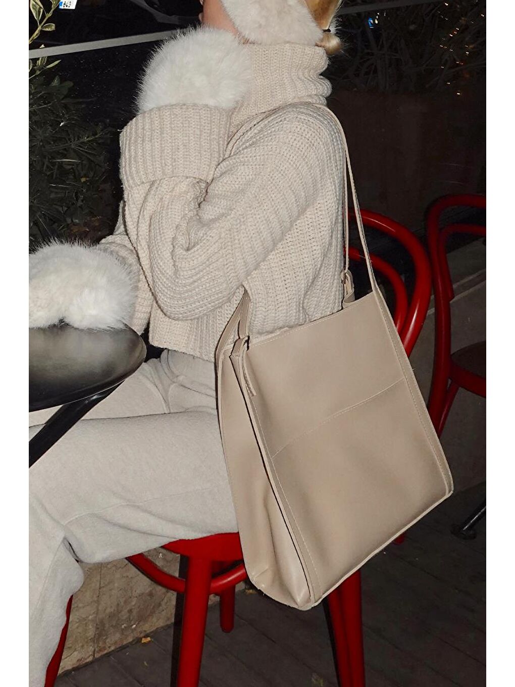 Mugs Salaş Omuz Çantası Bej-5