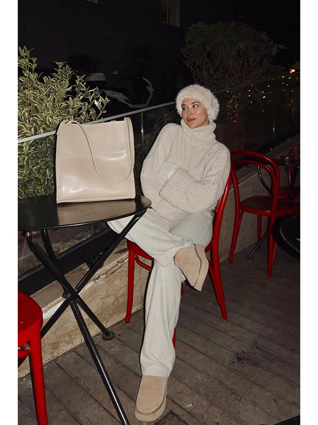 Mugs Salaş Omuz Çantası Bej-8