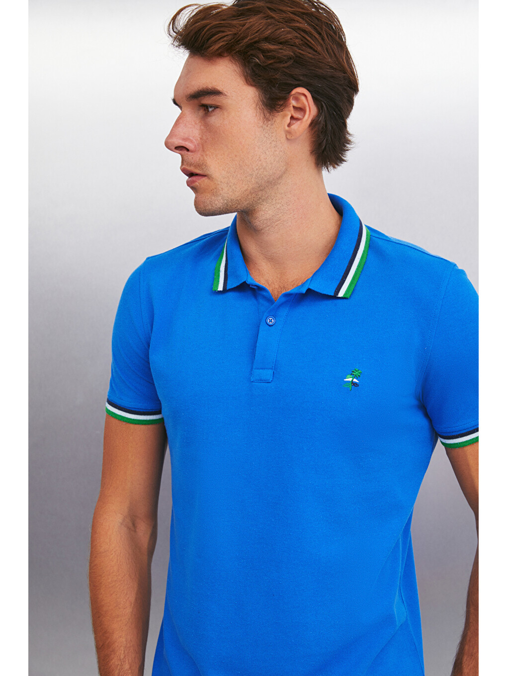Mavi Xander Erkek Saks Polo Yaka T-shirt-3