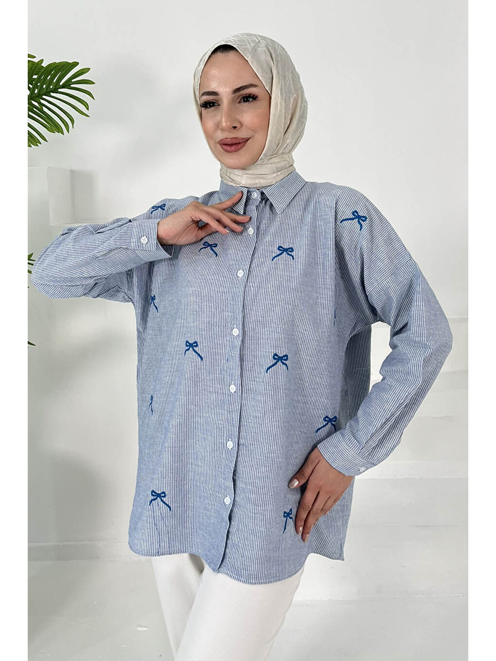 İncili Gömlek Bebe Mavi - 27033-1