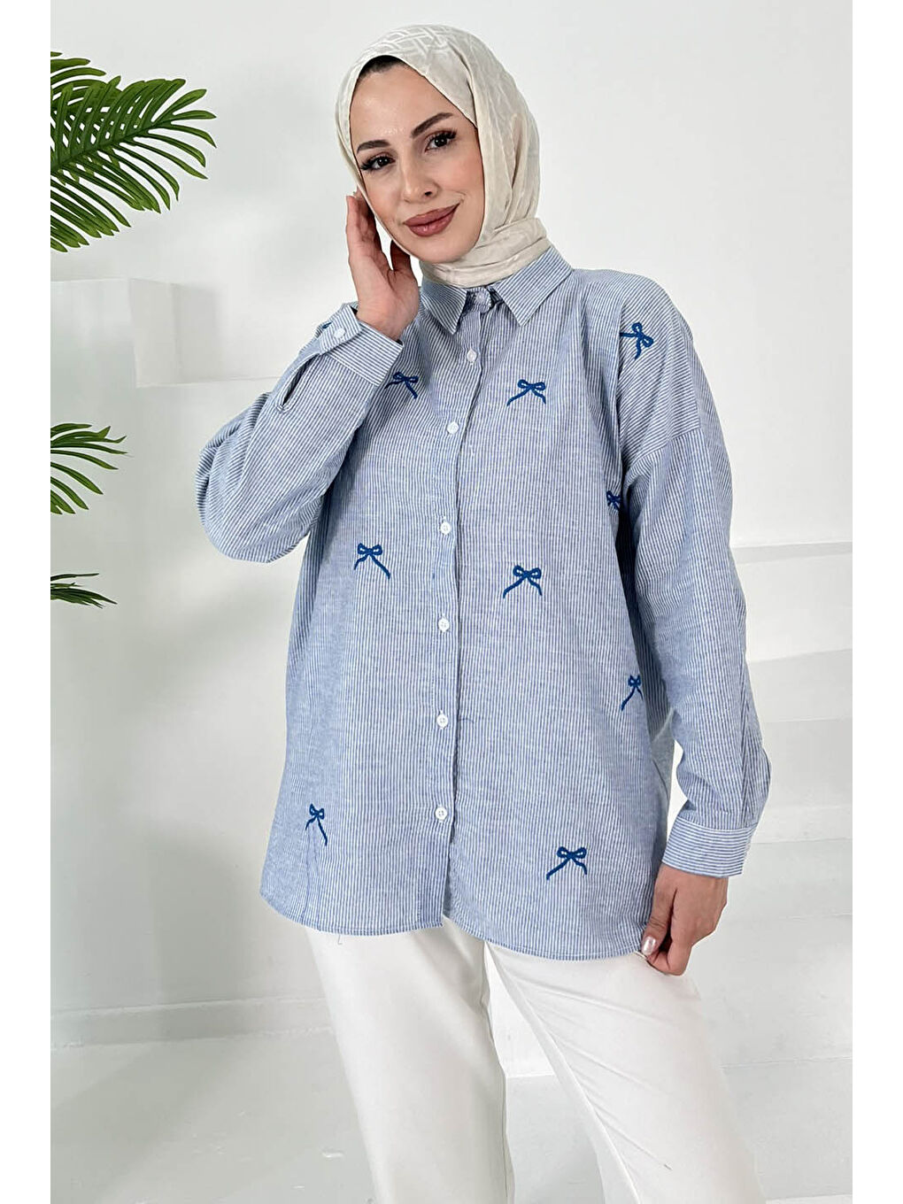 İncili Gömlek Bebe Mavi - 27033-2