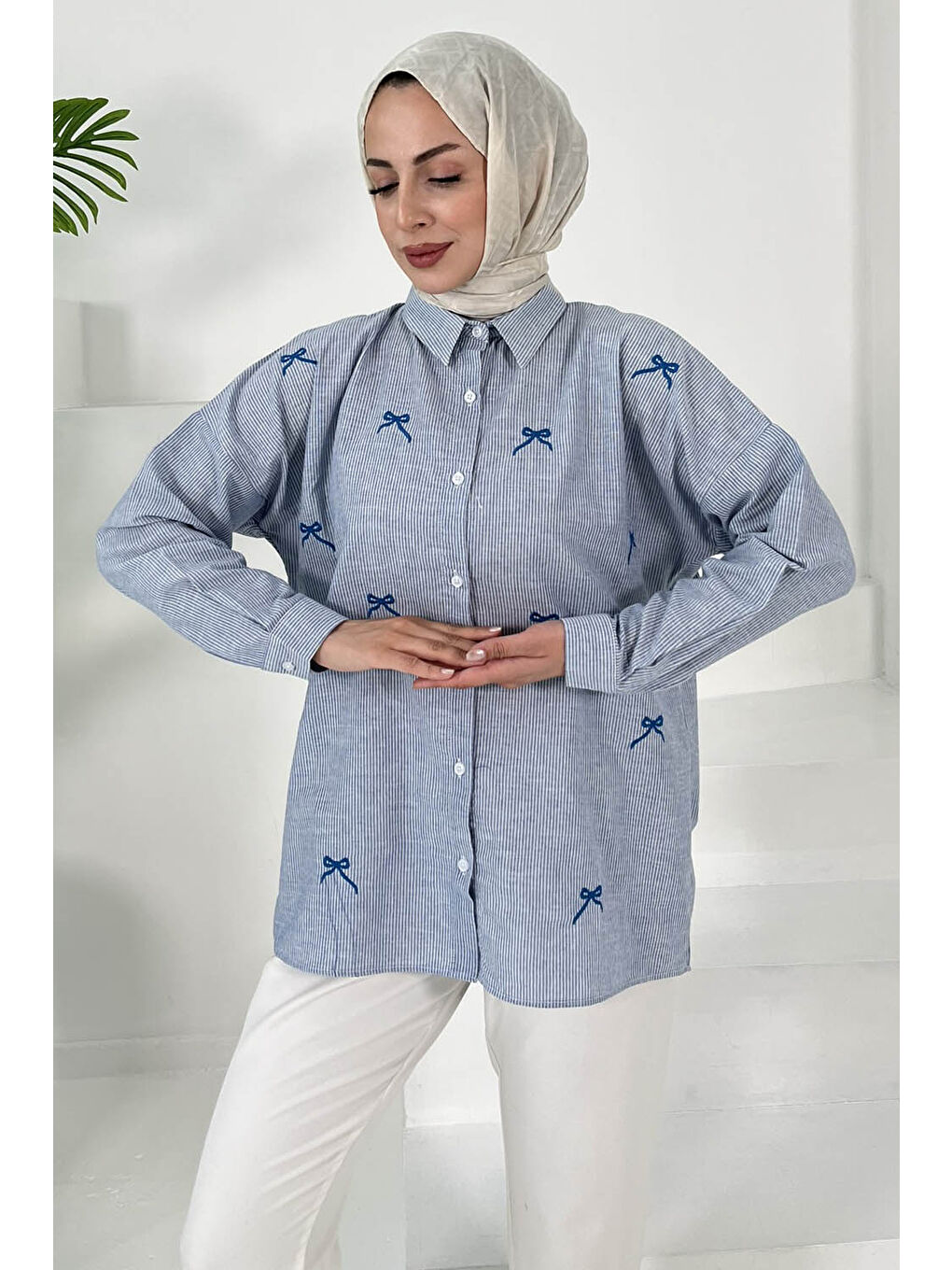 İncili Gömlek Bebe Mavi - 27033-3