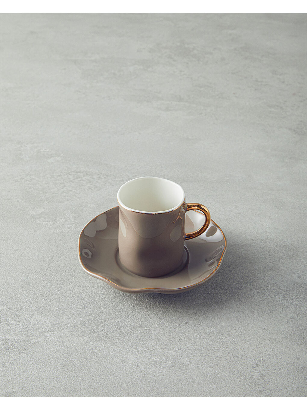 Bej Rolly New Bone China Kahve Fincan Takımı 4 Parça 2 Kişilik Vizon-2