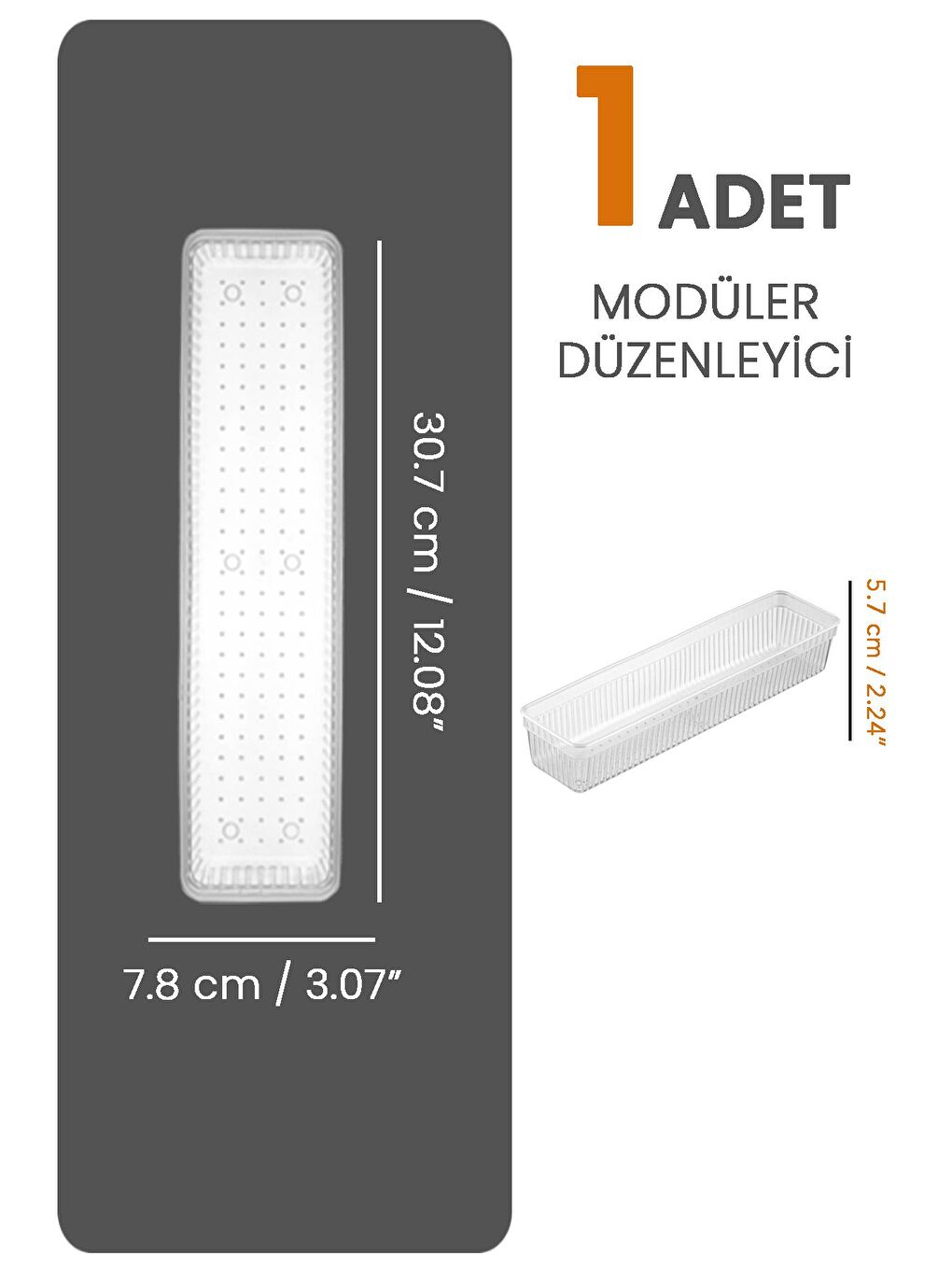 Modüler Çekmece İçi Düzenleyici Banyo Makyaj Takı Organizer Ofis Düzenleyici 30 7 x 7 8 cm Şeffaf-1