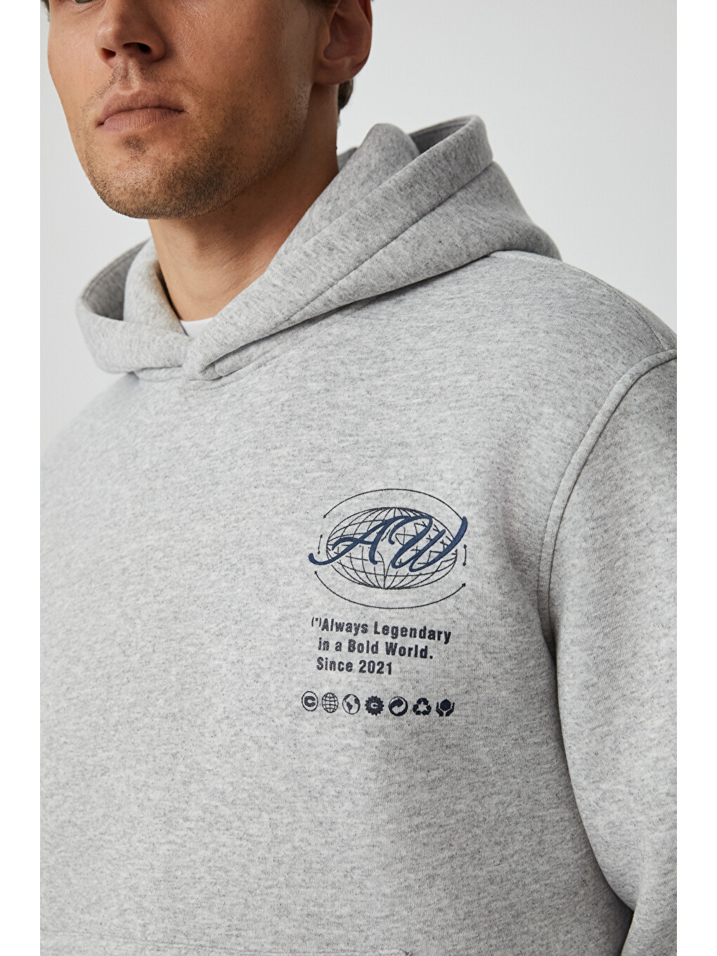 Legandary Erkek Yumuşacık Gri Melanj Sweatshirt-1