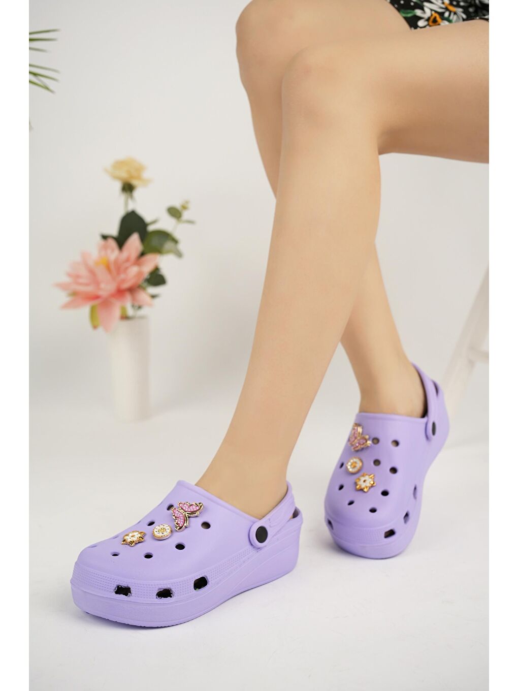 Mor CRX-TAŞLI Kadın Terlik Plaj Deniz Havuz Terliği-2