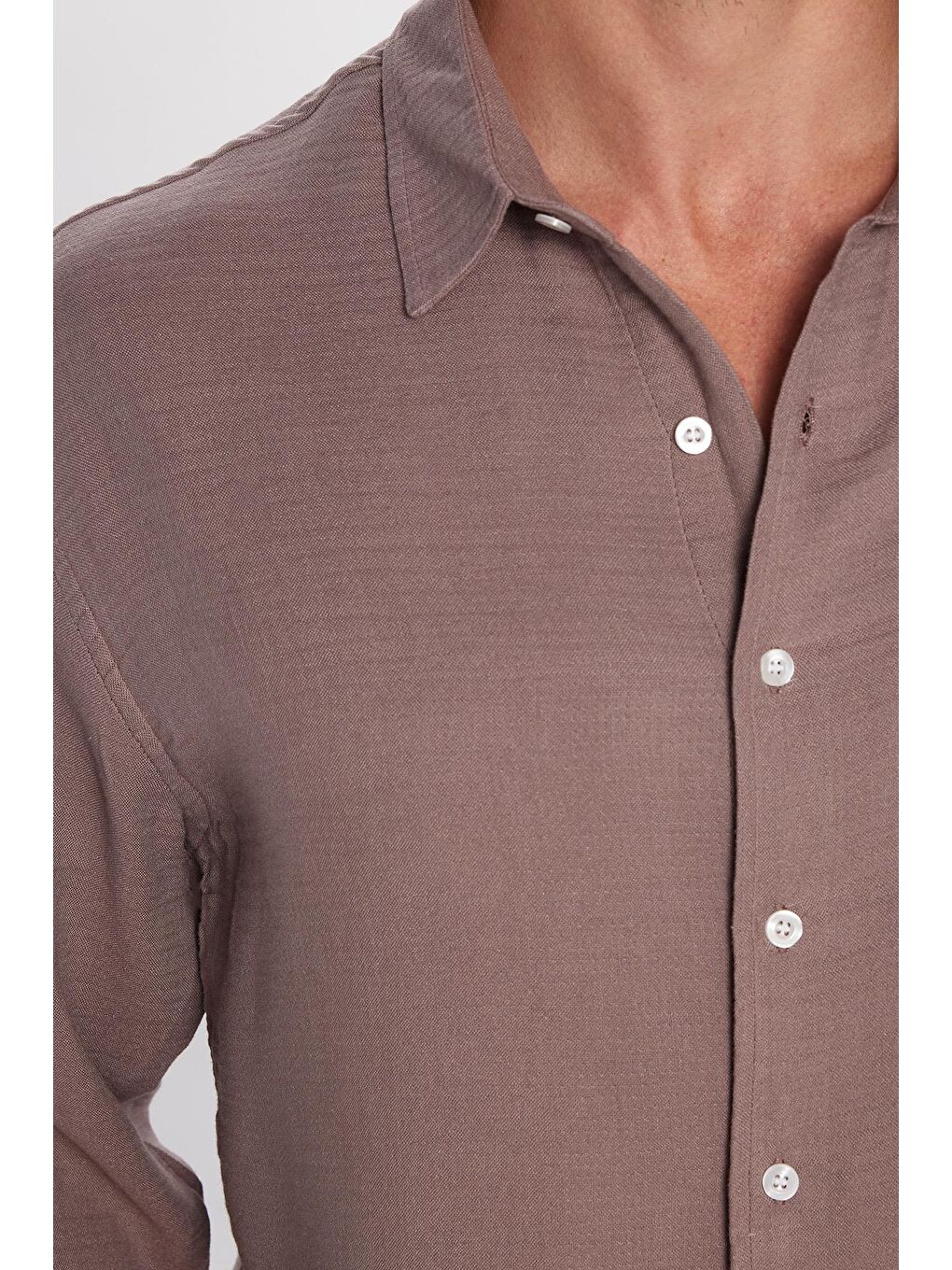 Erkek Relax Fit Rahat Kesim Viskon Pamuklu Tek Cepli Düz Mürdüm Gömlek-3