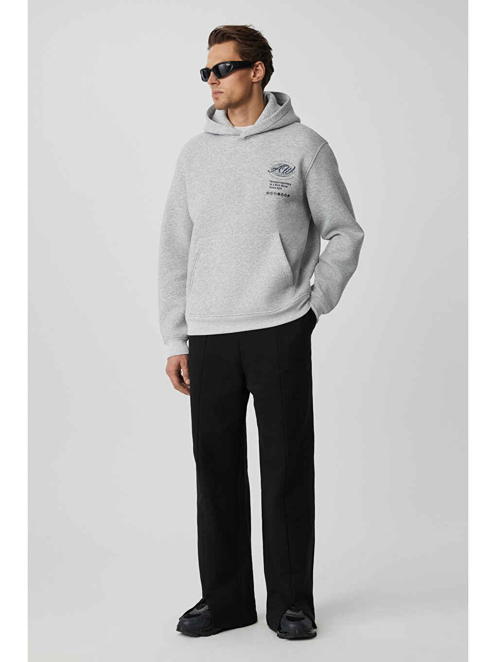 Legandary Erkek Yumuşacık Gri Melanj Sweatshirt-2