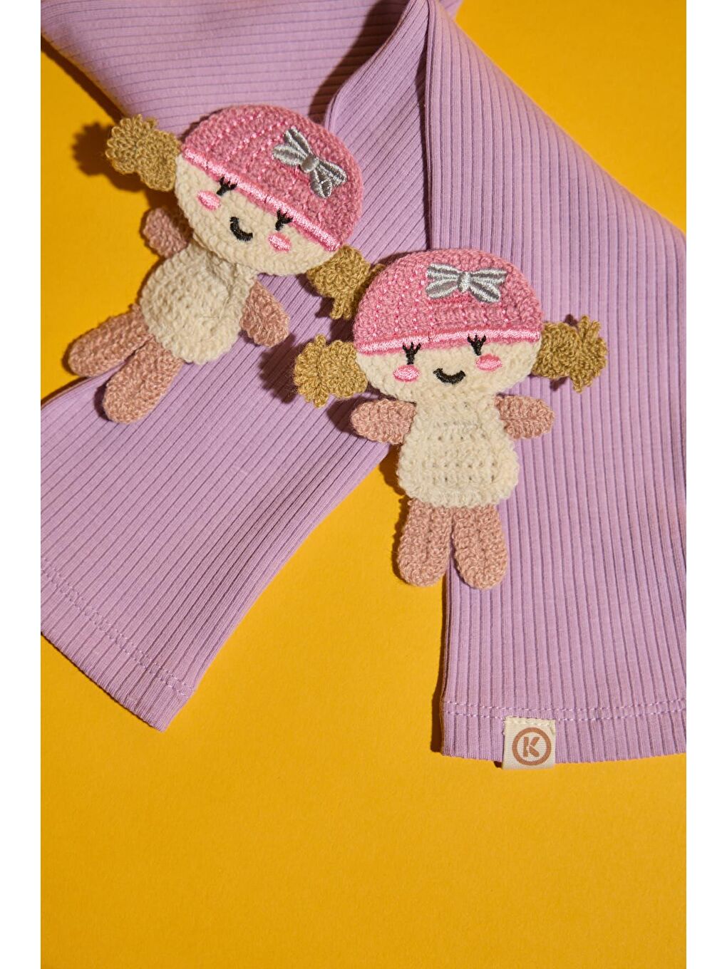 Kız Çocuk Lila Renkli Kurabiye Kız Aksesuarlı Fitilli Tayt-1