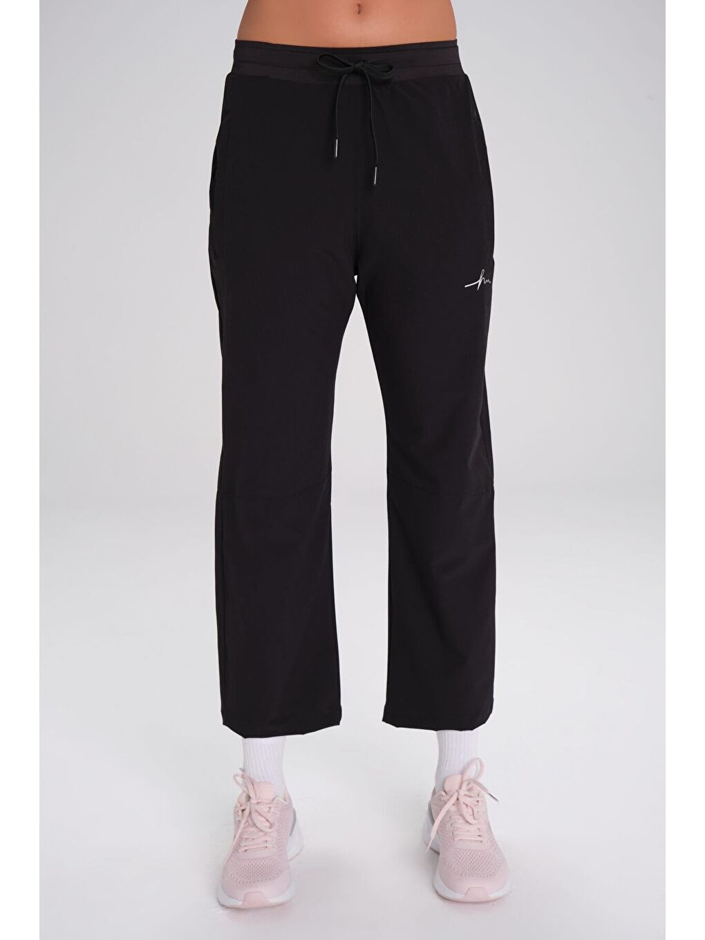 Active Çift Katmanlı Taytlı Boru Paça Siyah Spor Pantolonu Eşofman Altı Act-3-1