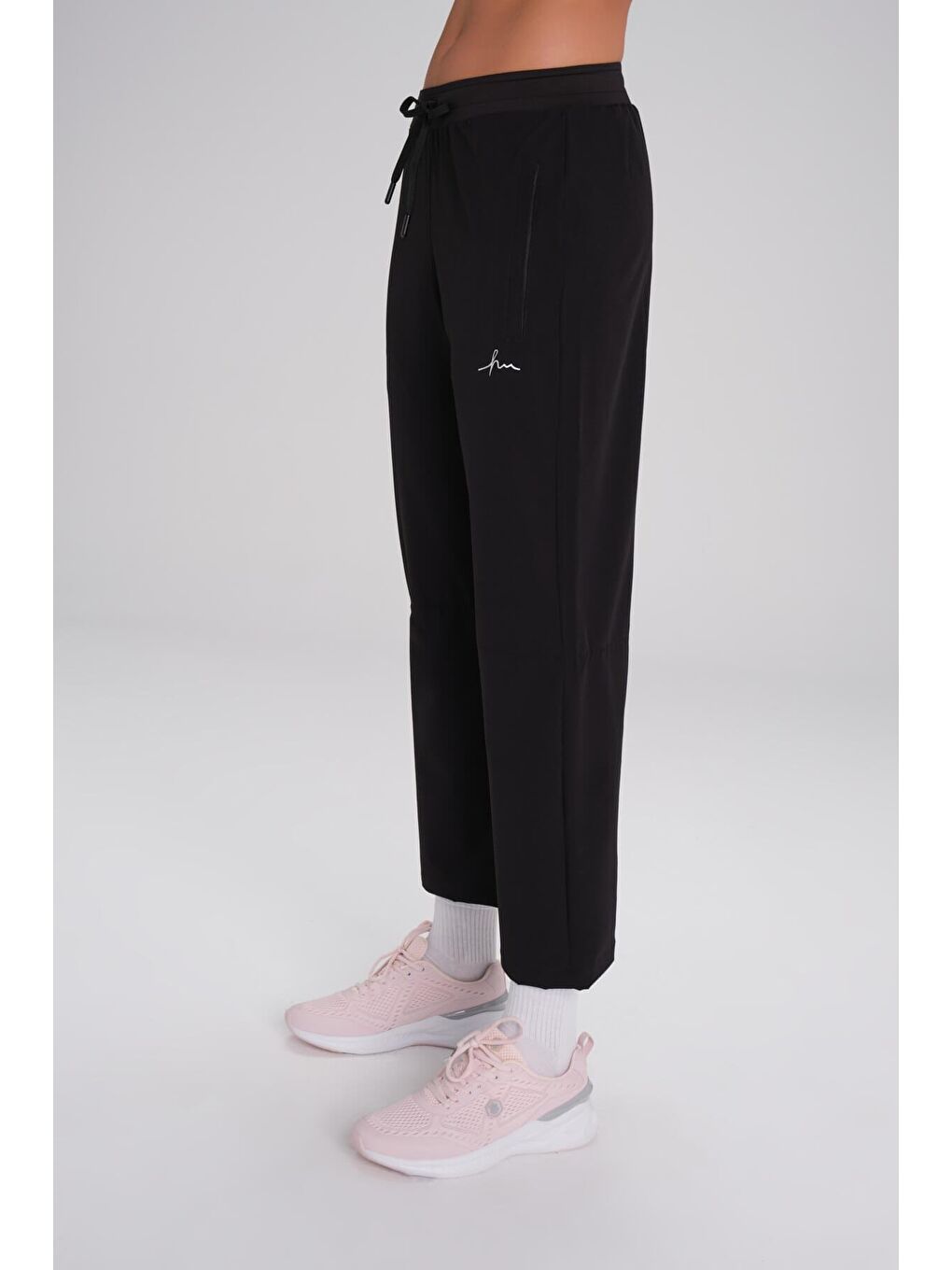 Active Çift Katmanlı Taytlı Boru Paça Siyah Spor Pantolonu Eşofman Altı Act-3-2