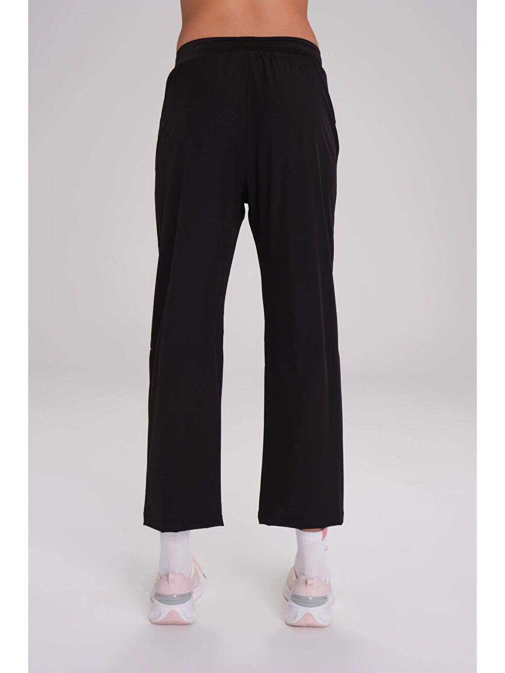 Active Çift Katmanlı Taytlı Boru Paça Siyah Spor Pantolonu Eşofman Altı Act-3-4