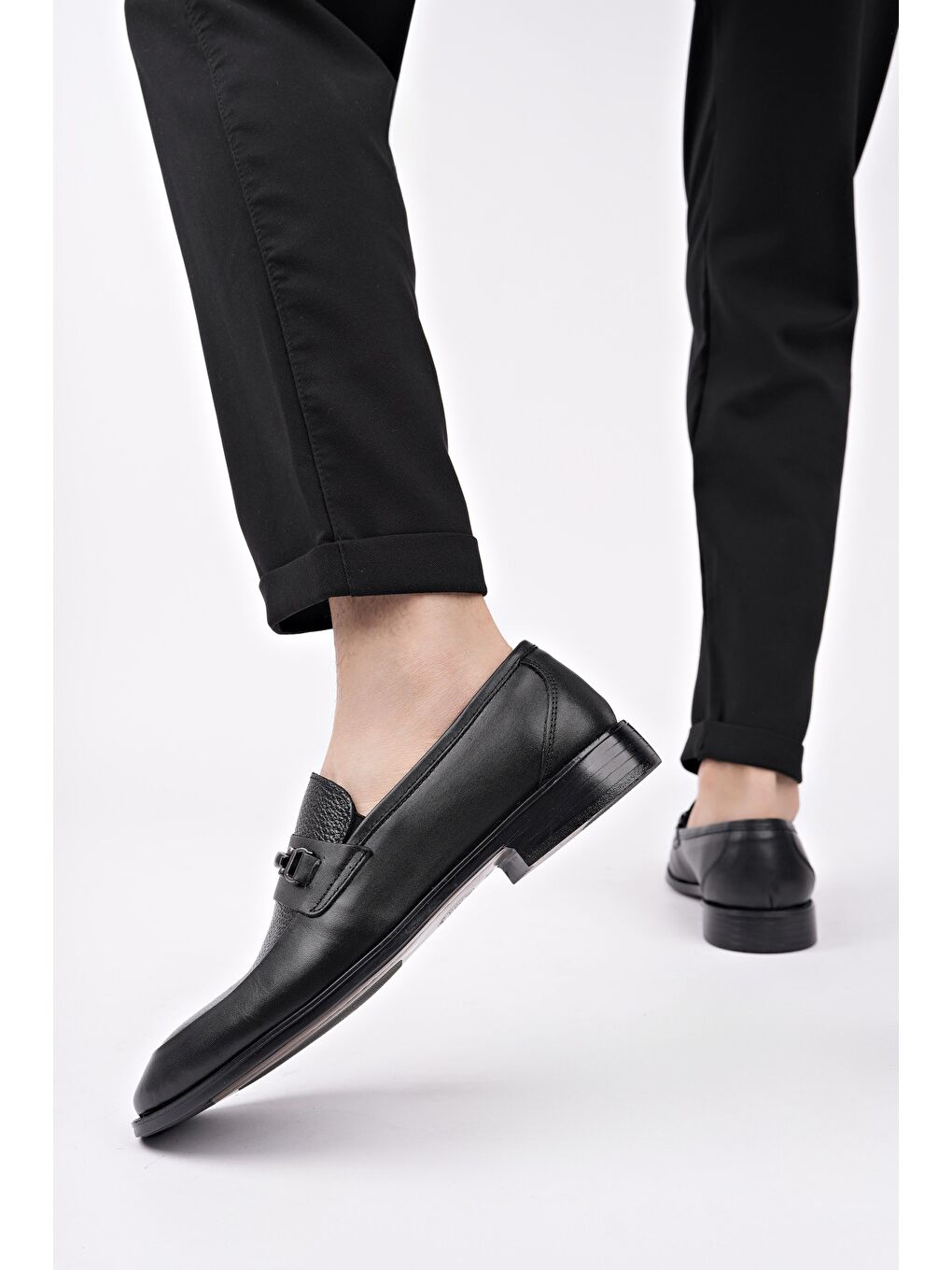 Siyah BONDY Hakiki Deri Klasik Günlük Ortopedik Erkek Ayakkabı-6