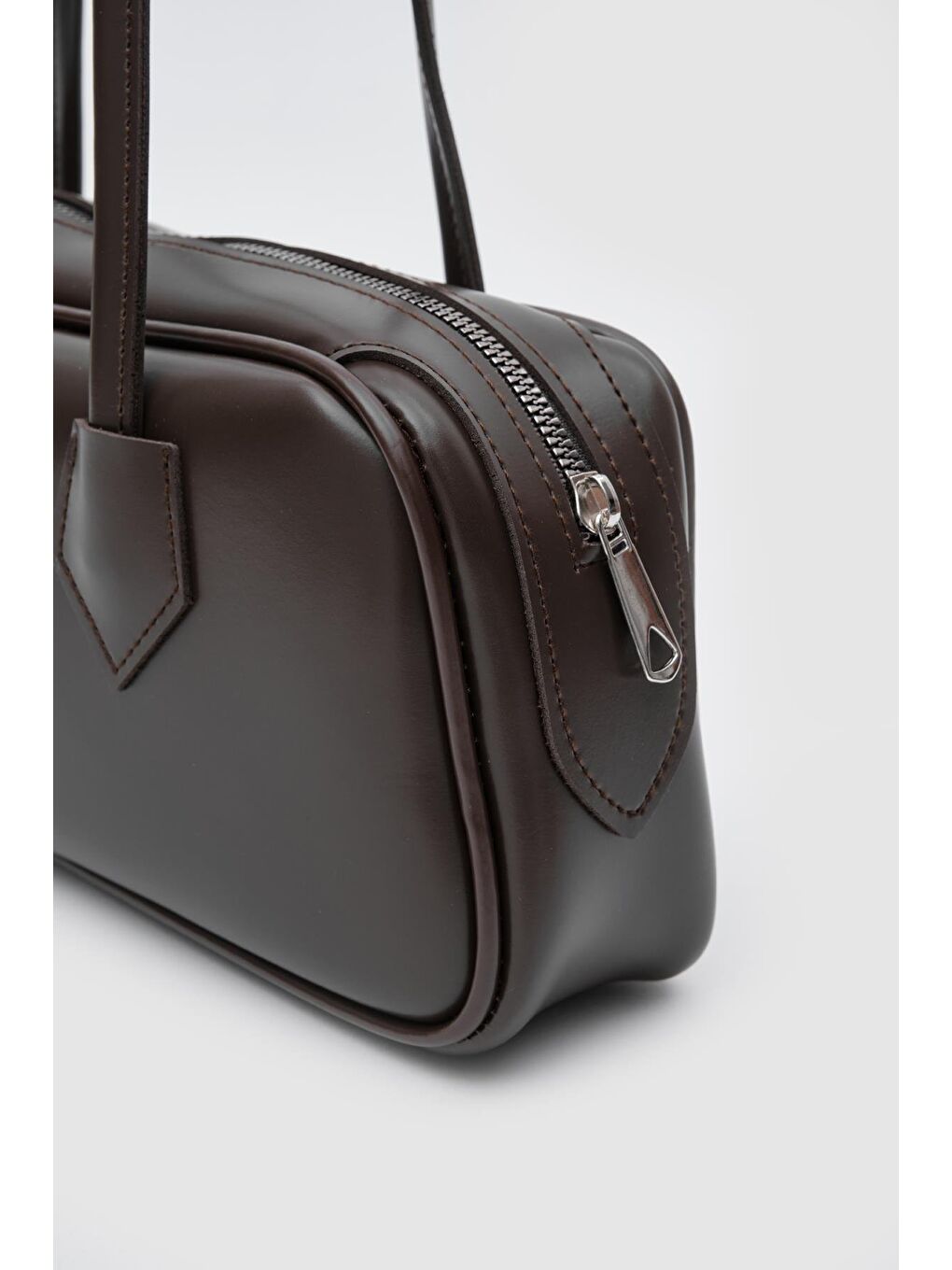 Kahverengi Boheme Vintage Bowling Çanta Acı Kahve-2