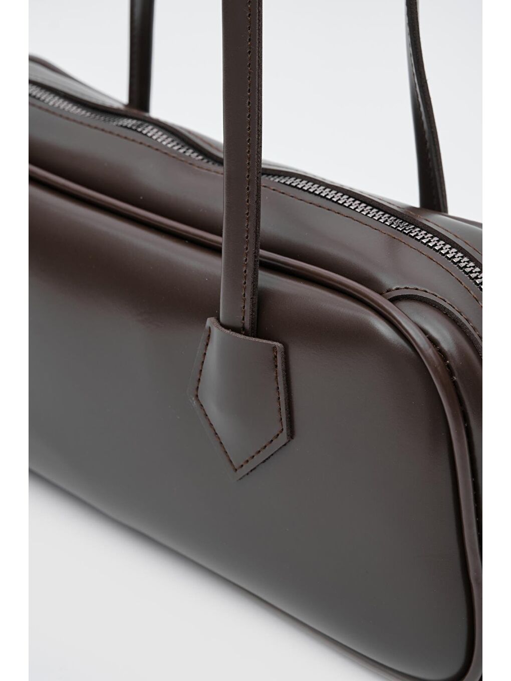 Kahverengi Boheme Vintage Bowling Çanta Acı Kahve-4