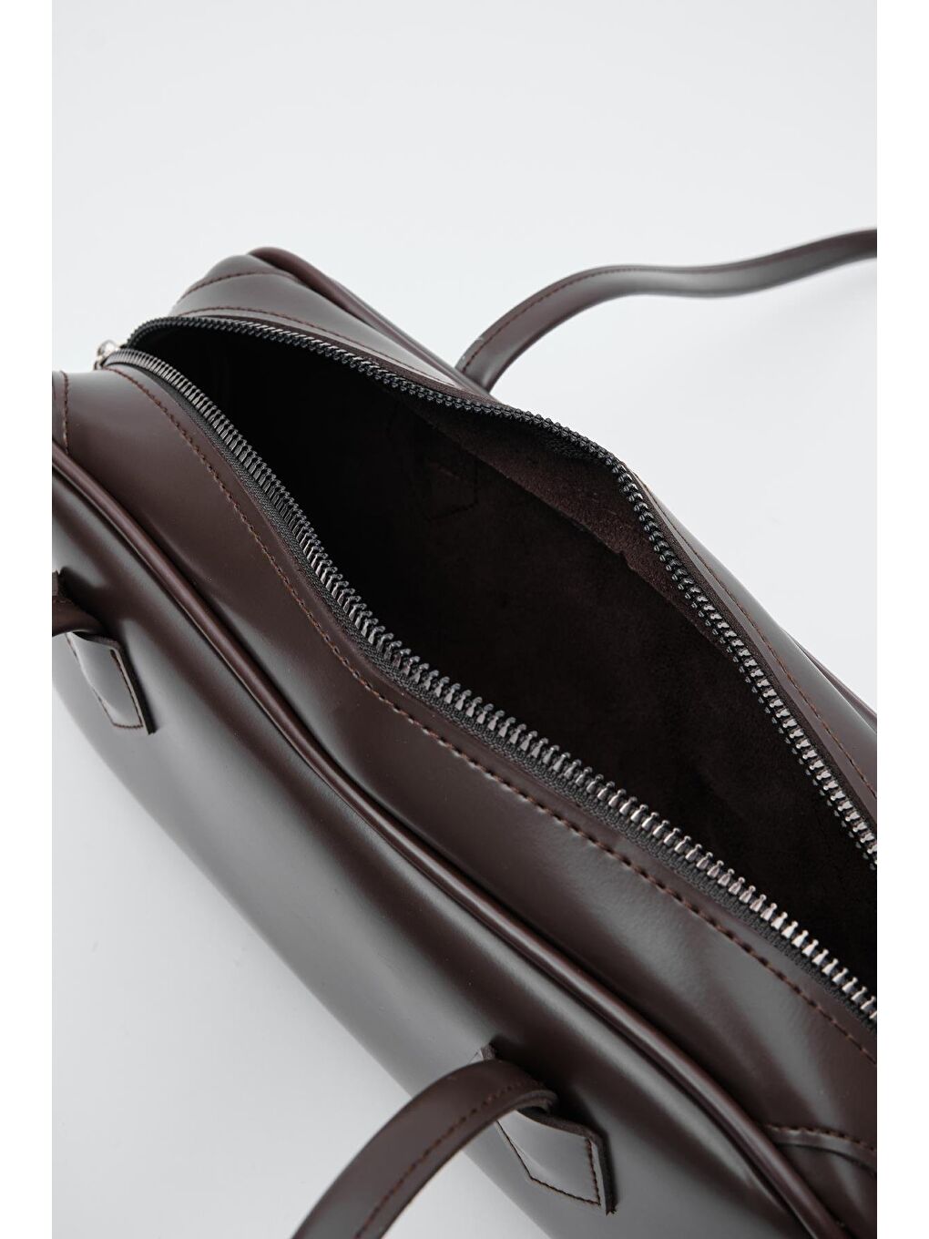 Kahverengi Boheme Vintage Bowling Çanta Acı Kahve-5