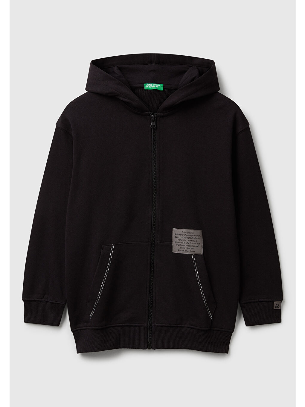 Erkek Çocuk Siyah Logolu Etiket Detaylı Fermuarlı Kapüşonlu Sweatshirt