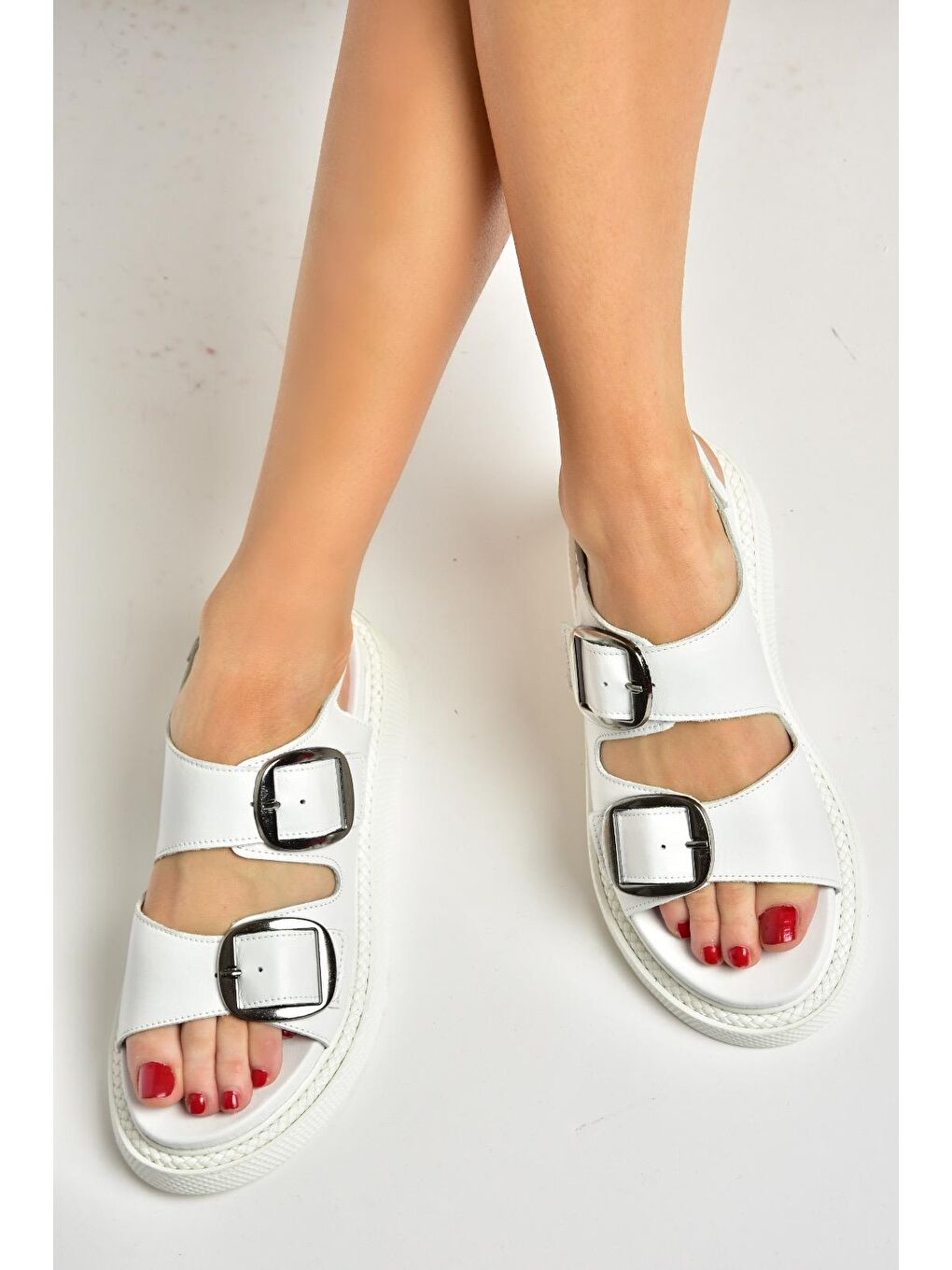 P5400328 Beyaz Kadın Sandalet-2