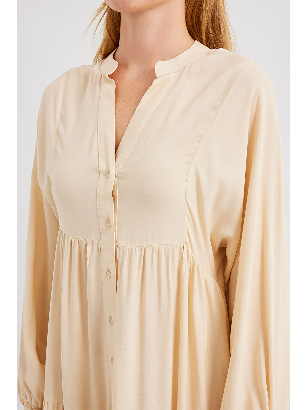 2423 Otantik Desenli Tesettür Elbise - T. Kahverengi-3