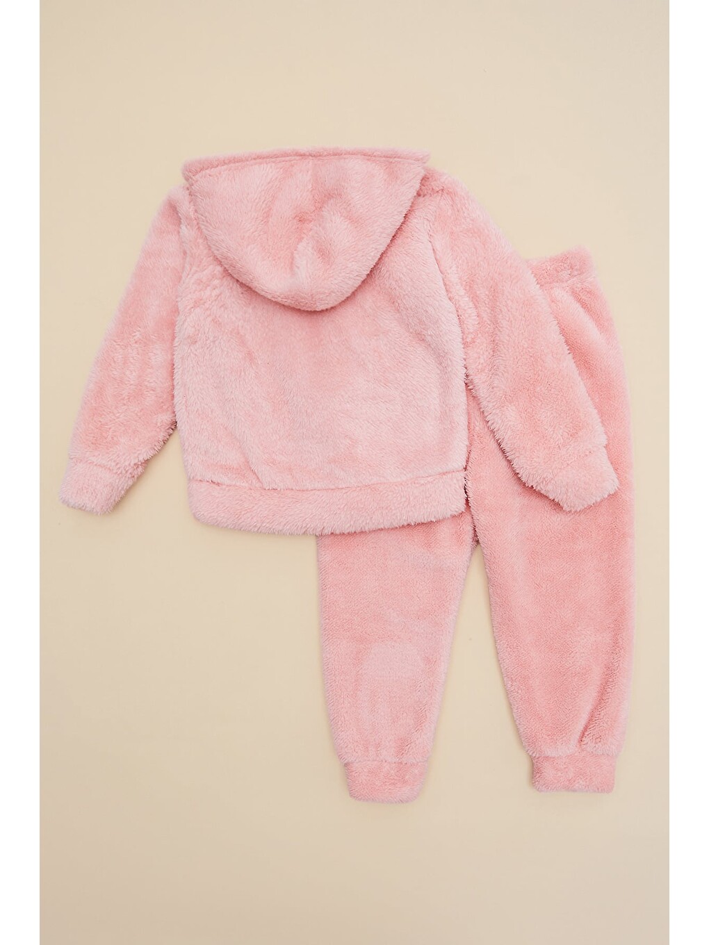 Pembe Ayıcık Nakışlı Kapüşonlu Pelüş Kız Çocuk 2 Li Takım-3
