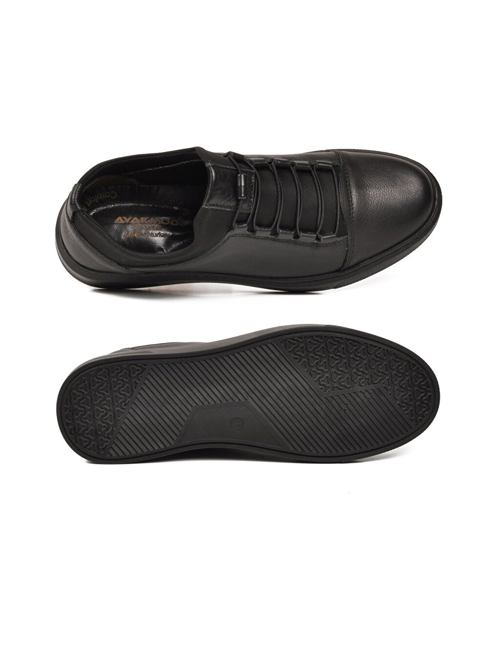 Siyah Hakiki Deri Ortopedik Erkek Casual Ayakkabı 422 M-4