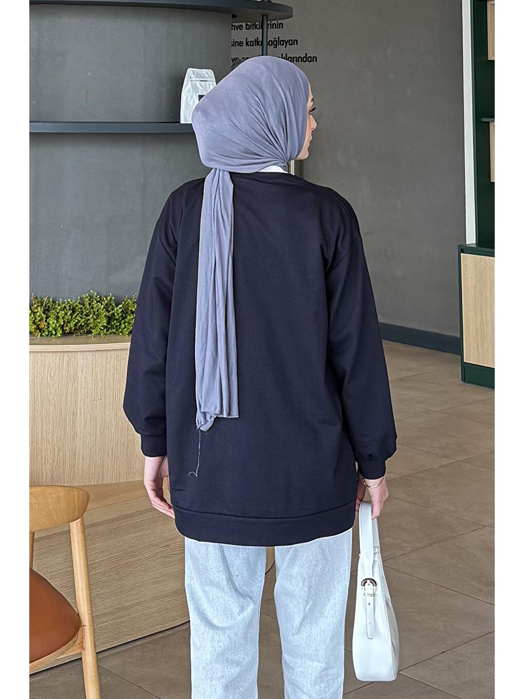 Bisiklet Yaka İki İplik Düz Sweat Lacivert-3