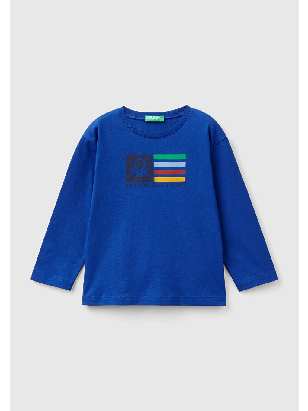 United Colors Of Benetton Erkek Çocuk Saks Mavi Logo Baskılı Sweatshirt