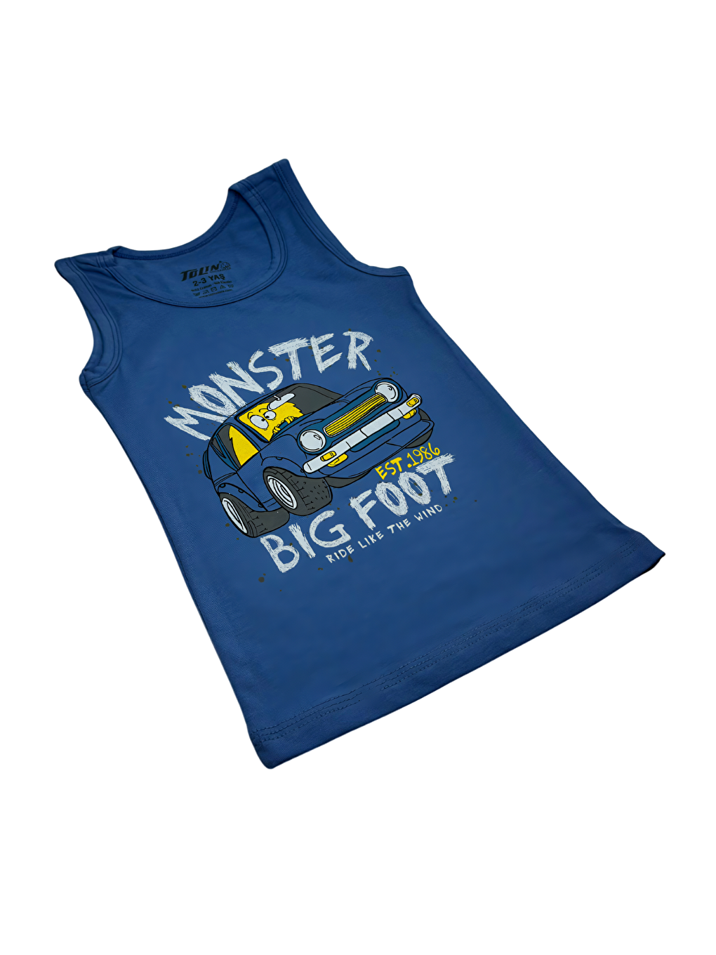 Mavi Erkek Çocuk 3 lü Paket Pamuklu Elastanlı Baskılı Atlet 133-08-1