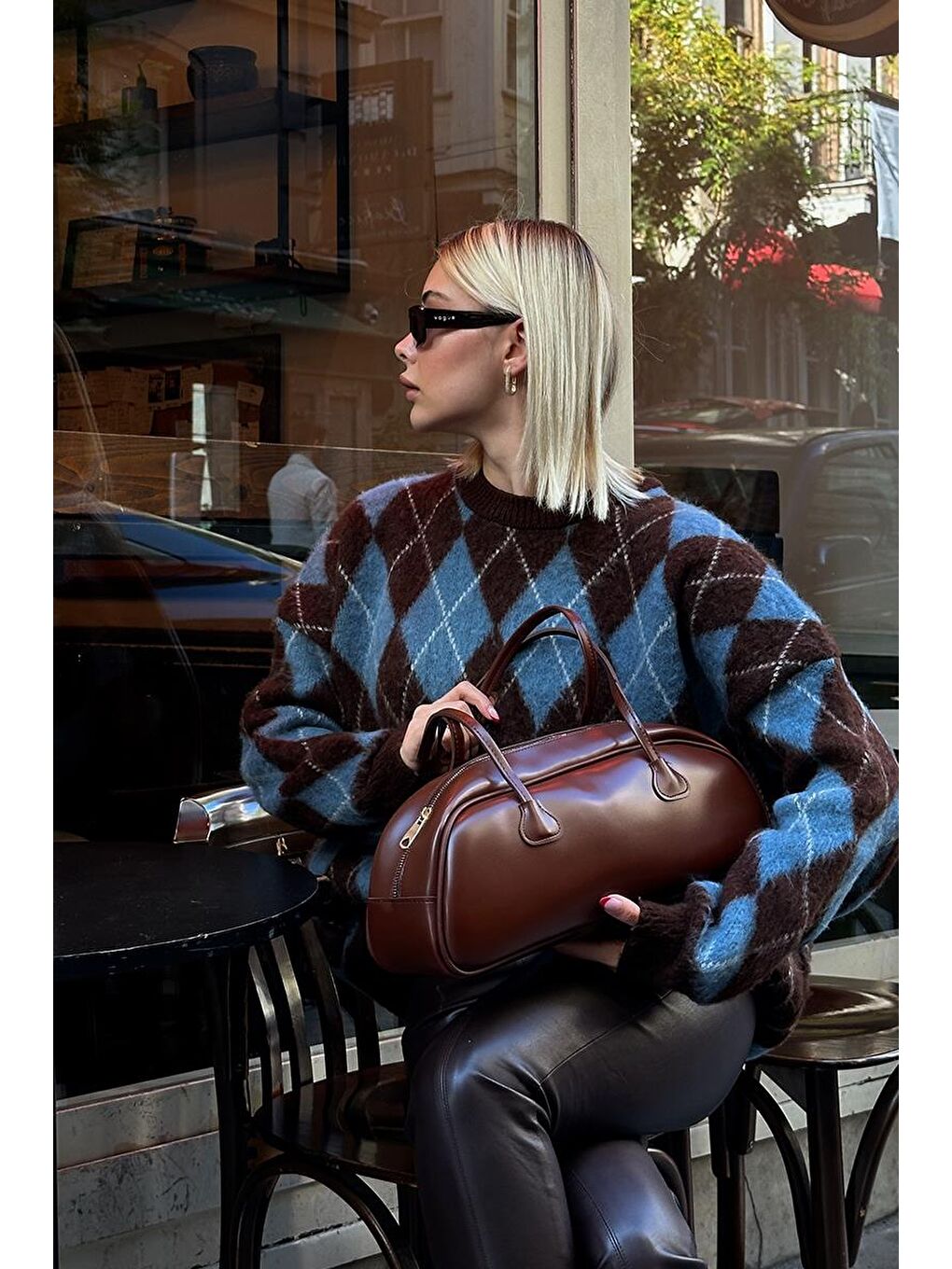 Kahverengi Miu Baget Çanta Fındık Kabuğu-6