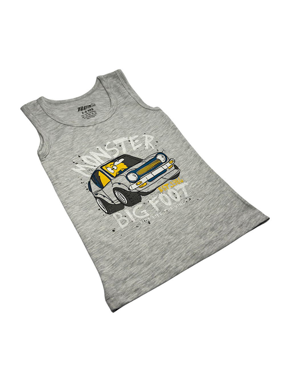 Mavi Erkek Çocuk 3 lü Paket Pamuklu Elastanlı Baskılı Atlet 133-08-3