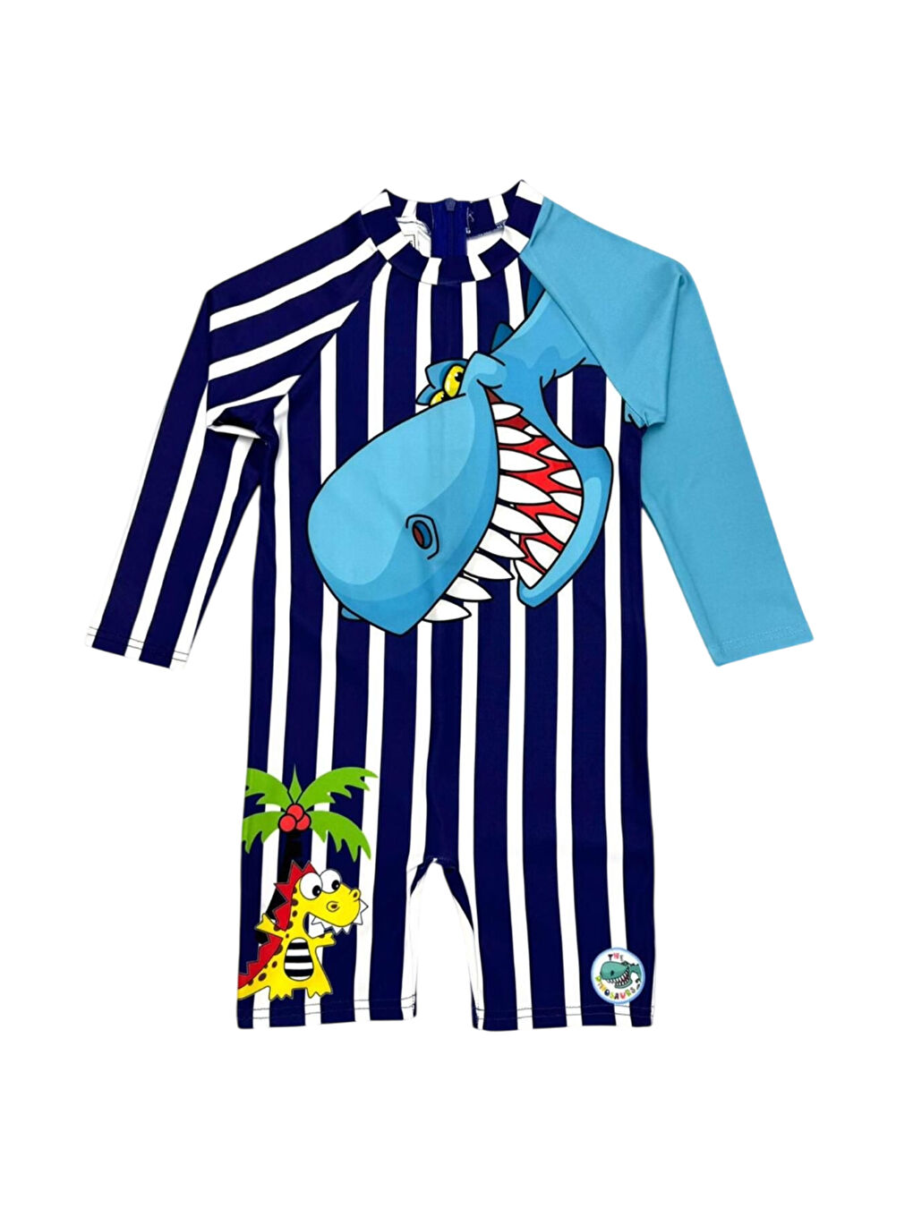 Beyaz Uzun Kollu Fermuarlı Erkek Çocuk Mayo