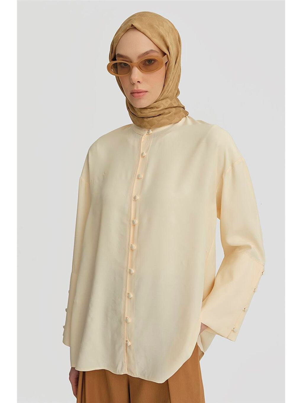 Bej Büyük Manşetli Gömlek 25Y3702 Aytaşı-2