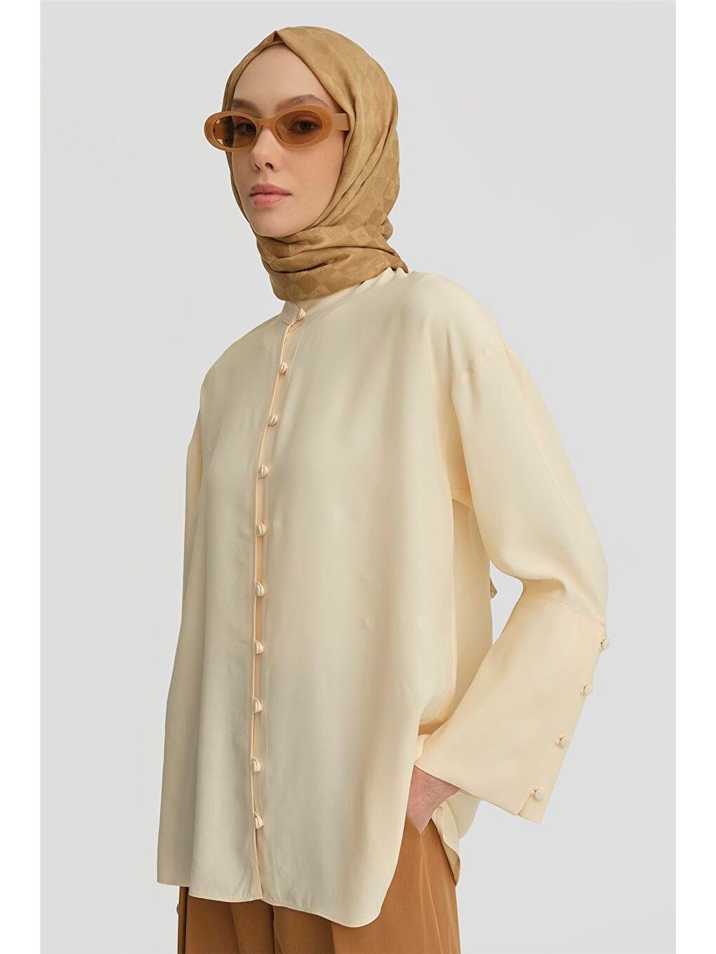 Bej Büyük Manşetli Gömlek 25Y3702 Aytaşı-3