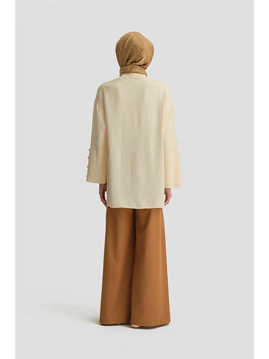 Bej Büyük Manşetli Gömlek 25Y3702 Aytaşı-4