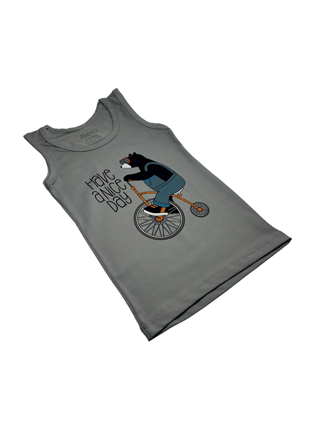 Gri Erkek Çocuk 3 lü Paket Pamuklu Elastanlı Baskılı Atlet 133-07-2