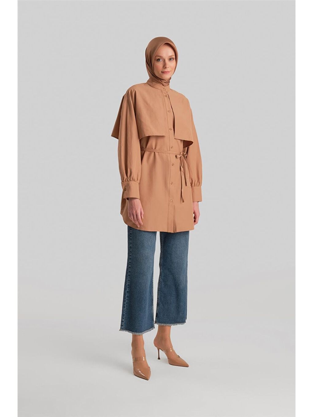 Kahverengi Rüzgarlıklı Coton Gömlek Ort3442 Camel-1