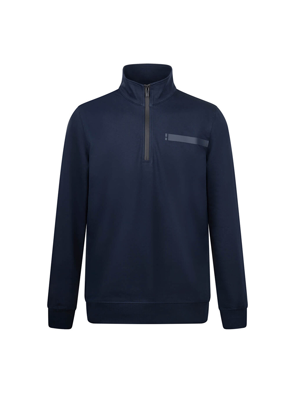 Lacivert Regular Fit Fermuarlı Dik Yaka Pamuklu Sweatshirt