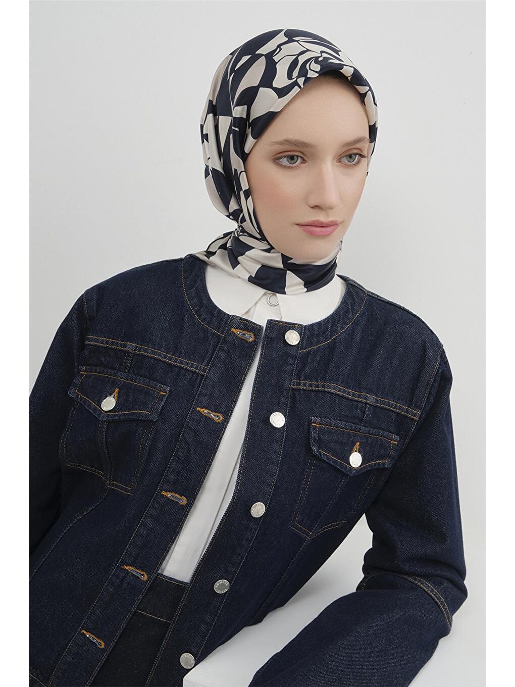 Lacivert Saf İpek Sura Eşarp 9551D 06