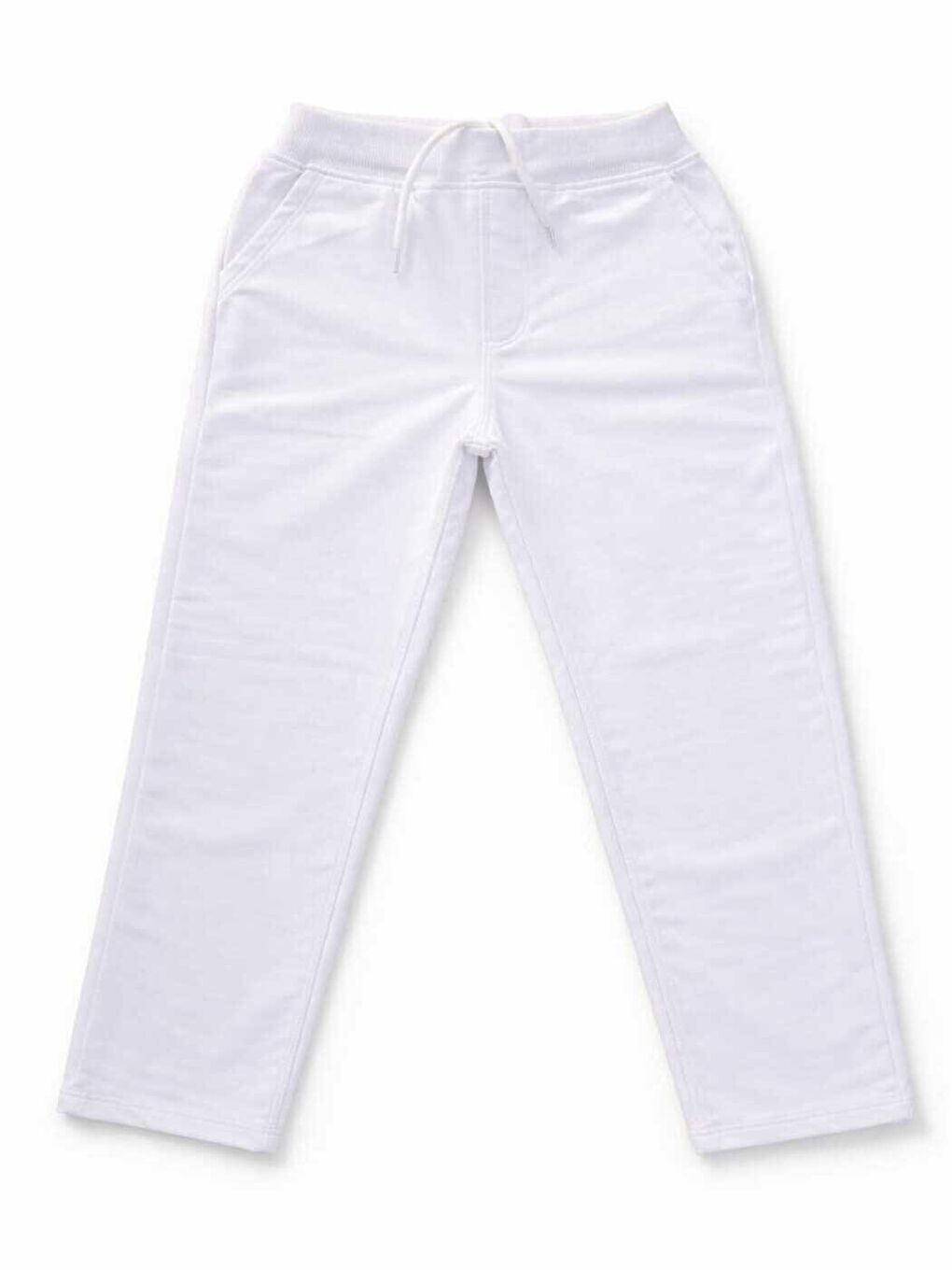 Beyaz Okul ve Gündelik Kullanım İçin Penye Pantolon - Kız ve Erkek İçin Rahat ve Elastanlı-3