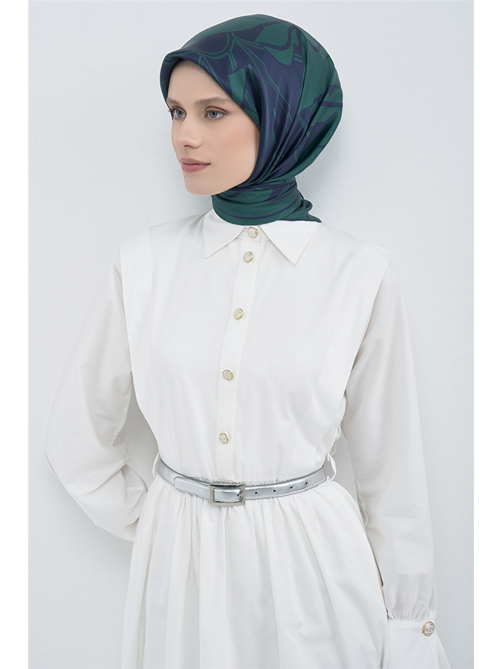 Lacivert Saf İpek Sura Eşarp 9553d 80